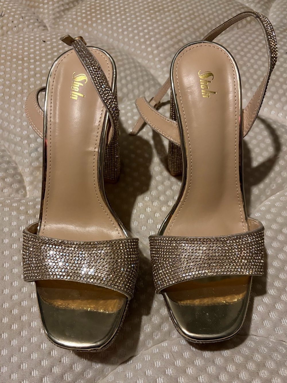 Women's Gold Rhinestone Slingback heels